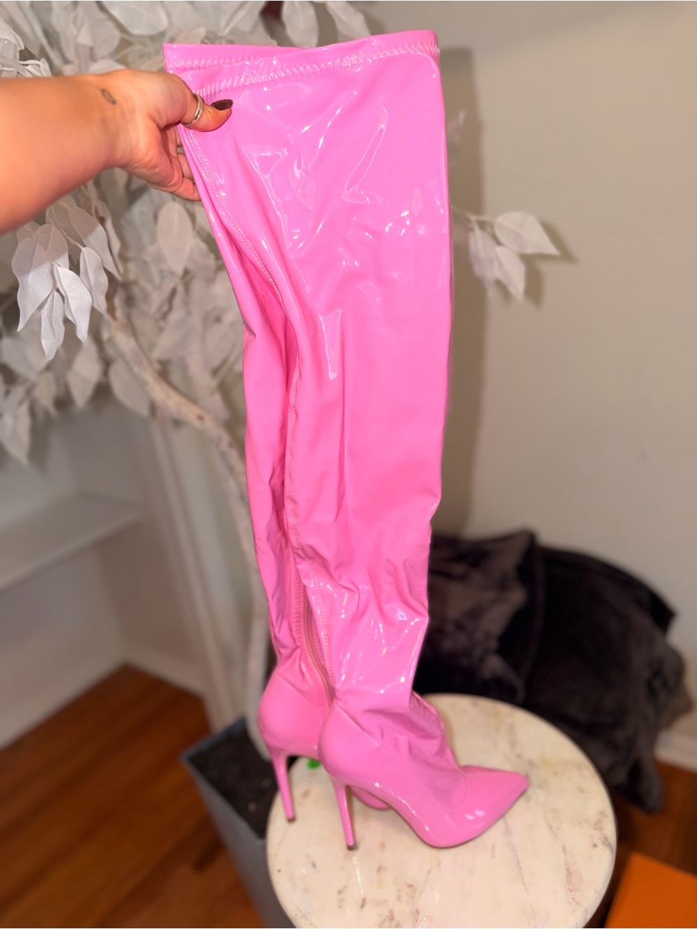 Liliana Patent Pink Over-the-Knee Stiletto Boots
